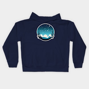 night stars with trees Kids Hoodie